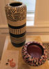 Black and White Tower Vase & Multicolor Bowl