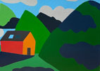 House on Valley with Clouds and Mountains